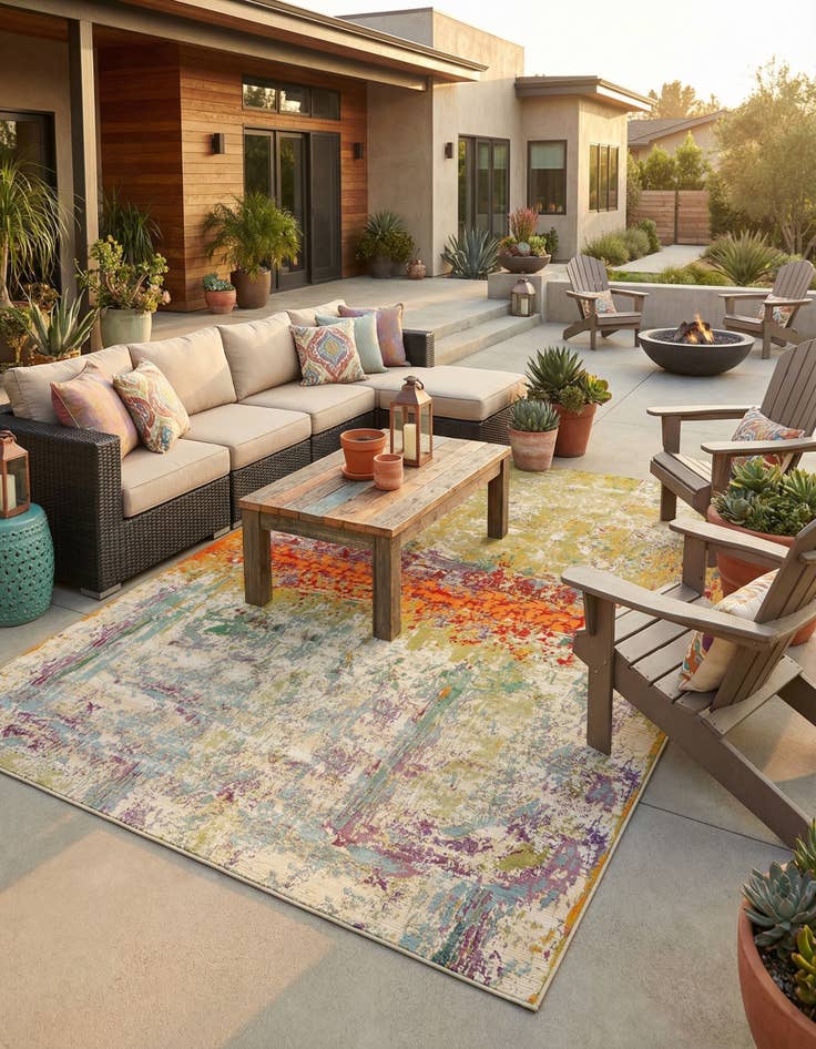 Detail image of 10' x 14'  Washable Modern Indoor / Outdoor Rug