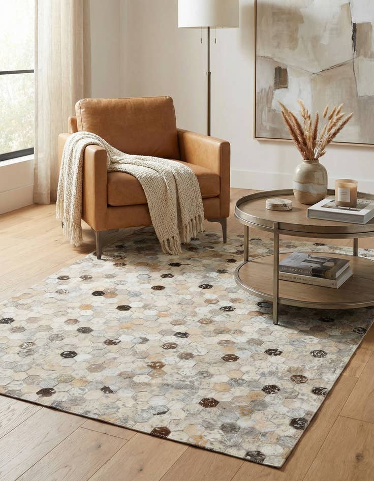 Detail image of 4' x 5' 7 Cowhide Stocks Rug