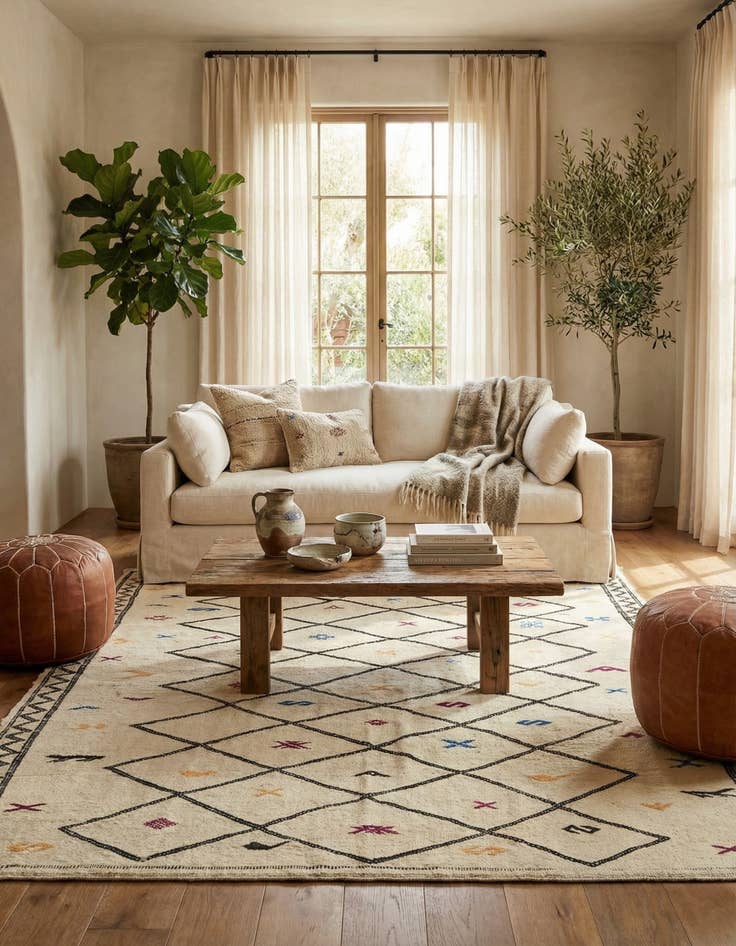 Detail image of 6' 3 x 9' 10  Hand Knotted Moroccan Wool Rug