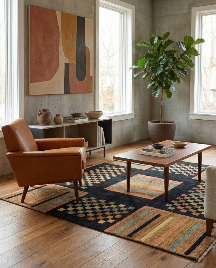 Detail image of 4' 10 x 6' 10 Hand Knotted Modern Ziegler Rug