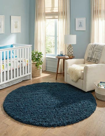 7' 10 x 7' 10 Solid Shag Round Rug
