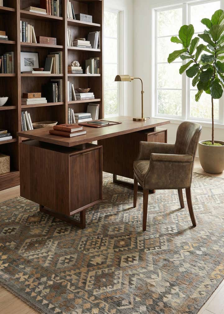 8' 7 x 10' 9 Hand Woven Kilim Maymana Wool Rug