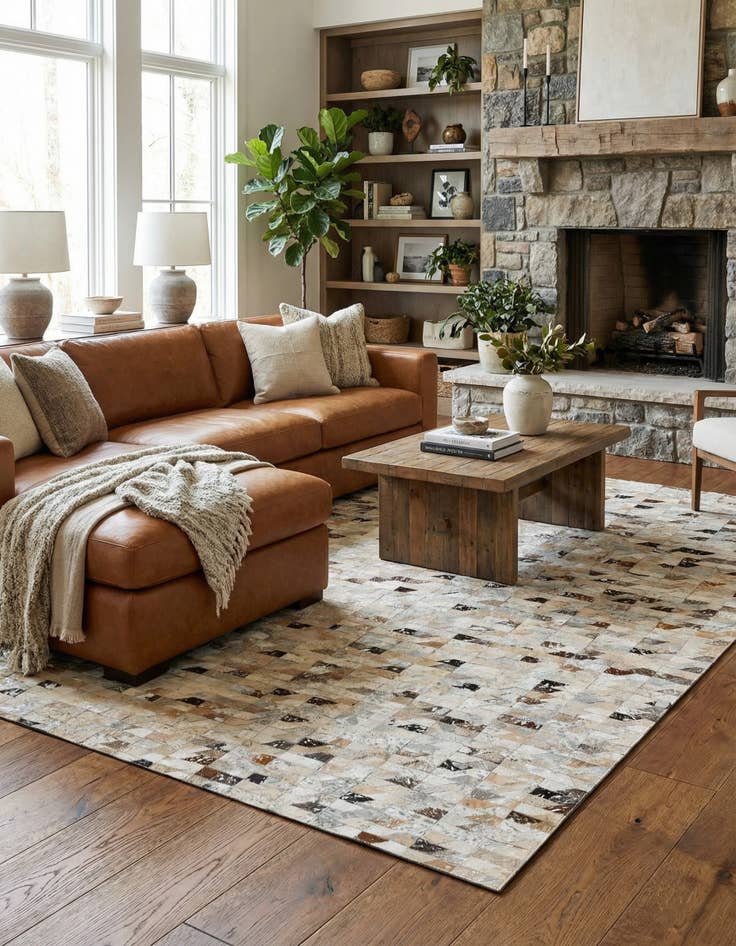 Detail image of 5' 2 x 7' 7 Cowhide Stocks Rug