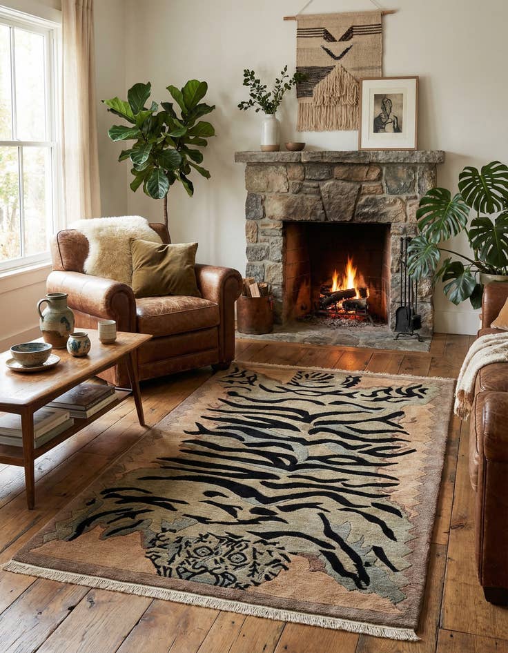 Detail image of  4' 2 x 7' 1  Hand Knotted Tibet Wool Rug