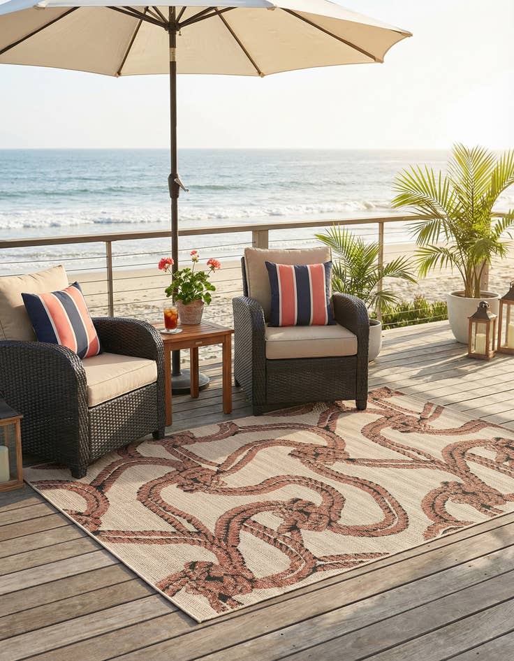 Detail image of 6' x 9'  Washable Coastal Indoor / Outdoor Rug