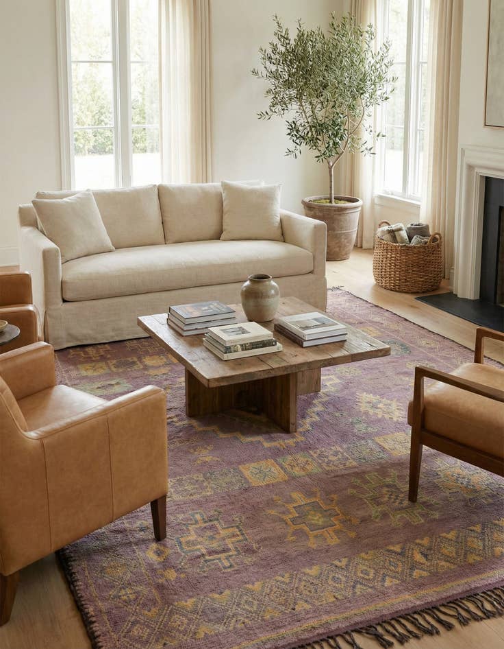 Detail image of  6' 3 x 11' 4  Hand Knotted Moroccan Wool Rug