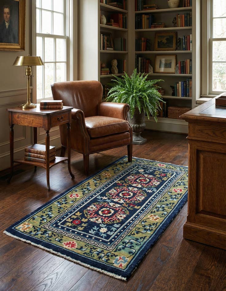 Detail image of 2' 4 x 4' 5  Hand Knotted Tibet Rug