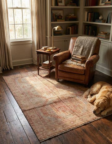 3' 7 x 6' 5 Hand Knotted Ultra Vintage Persian Wool Rug