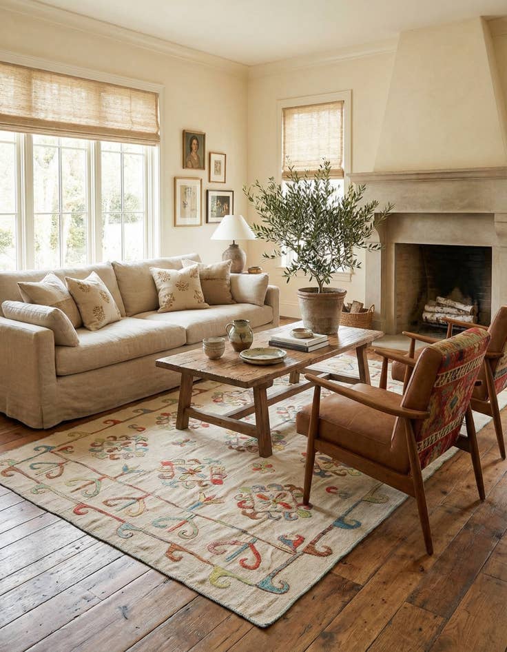 Detail image of 5' 4 x 8' 3  Hand Woven Kilim Suzani Wool Rug