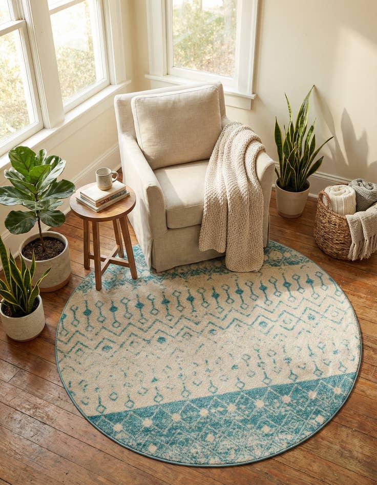 Detail image of  6' x 6' Moroccan Trellis Round Rug