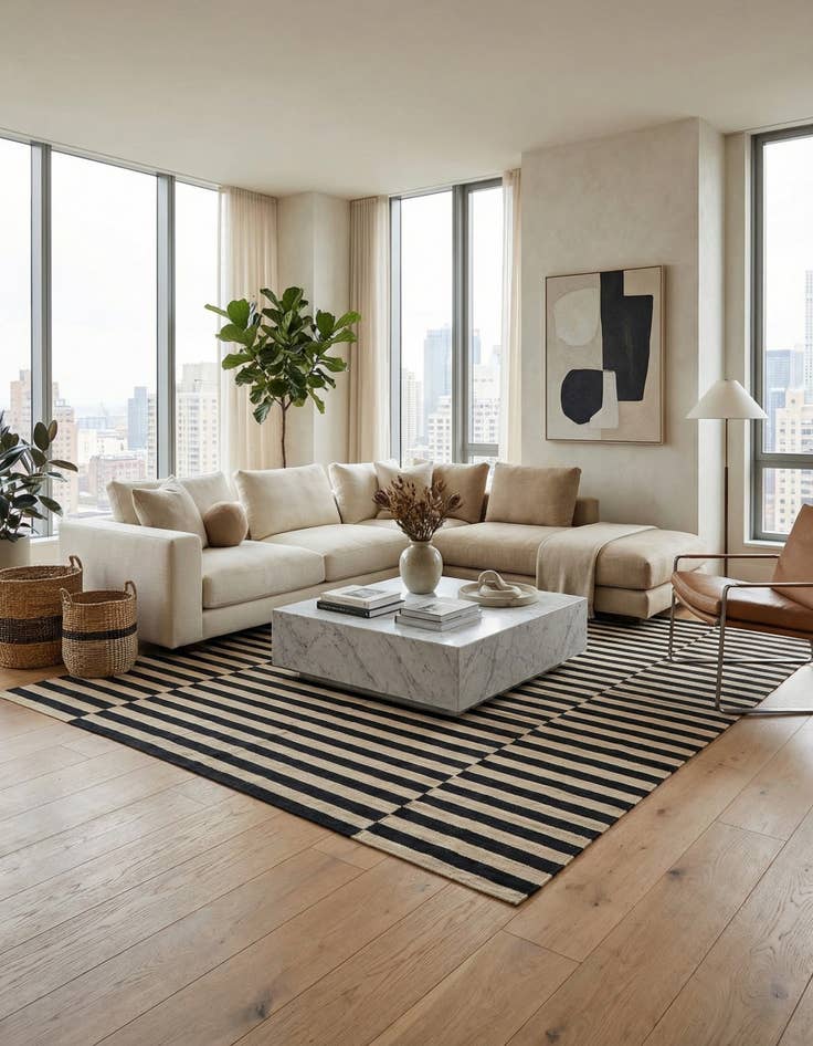 Detail image of 8' 2 x 9' 7  Hand Woven Kilim Modern Wool Rug