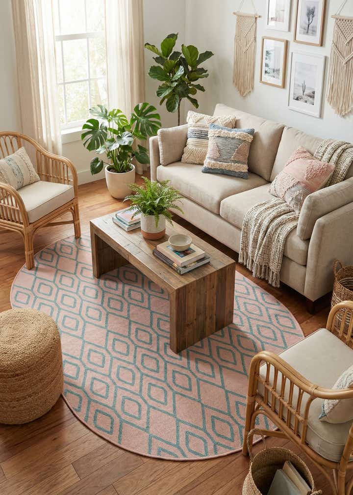 5' 3 x 8' Easy-Clean Jill Zarin Turks and Caicos Indoor / Outdoor Oval Rug