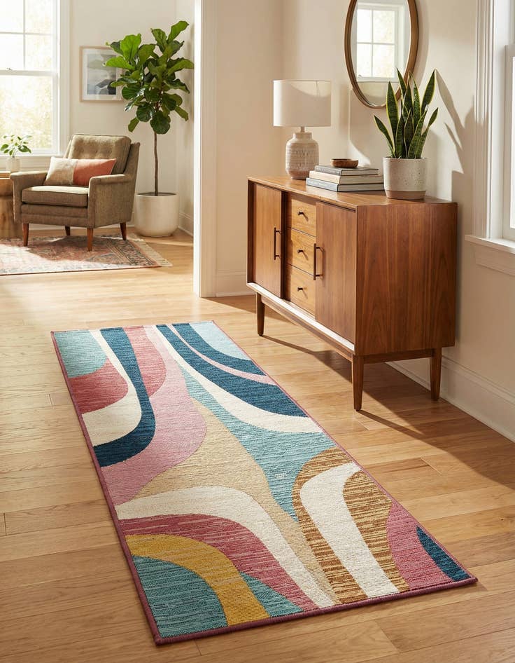 Detail image of 2' x 5'  Washable Modern Indoor / Outdoor Runner Rug