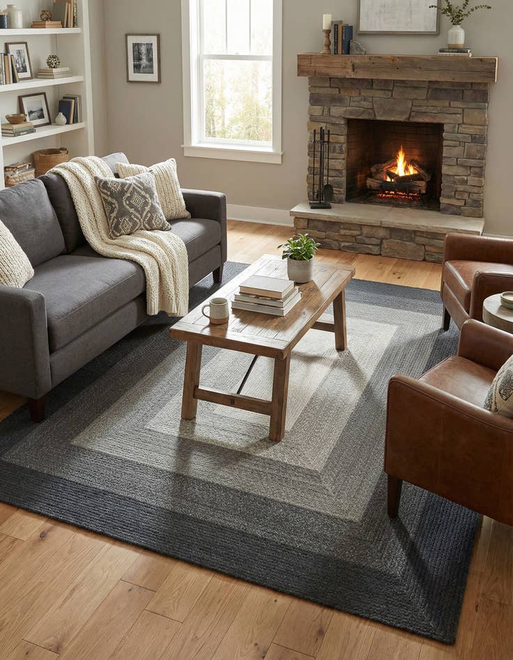 Detail image of  7' 10 x 10'  Hand Hand Braided Wool Rug