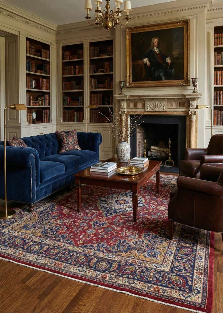 9' 6 x 12' 6 Hand Knotted Mashad Persian Wool Rug