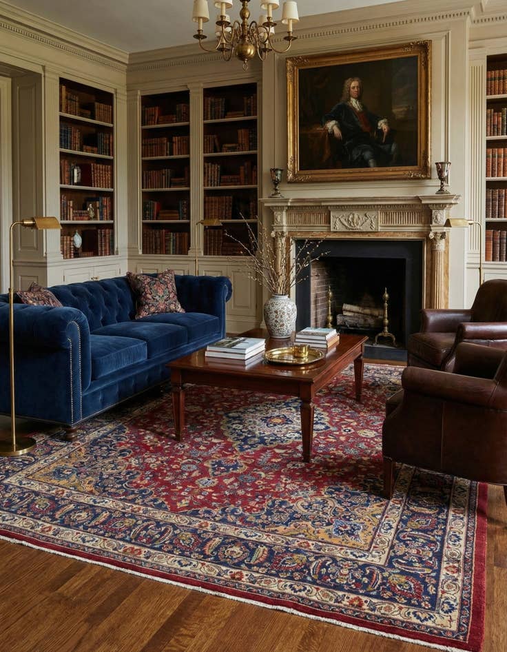 Detail image of 9' 6 x 12' 6  Hand Knotted Mashad Persian Wool Rug