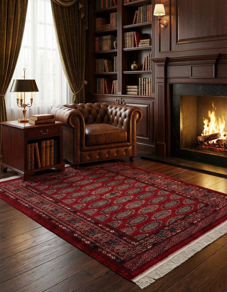 Detail image of 4' 2 x 6' 1  Hand Knotted Bokhara Oriental Wool Rug