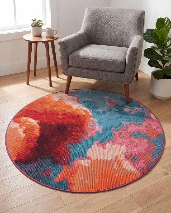 3' 3 x 3' 3 Easy-Clean Modern Indoor / Outdoor Round Rug
