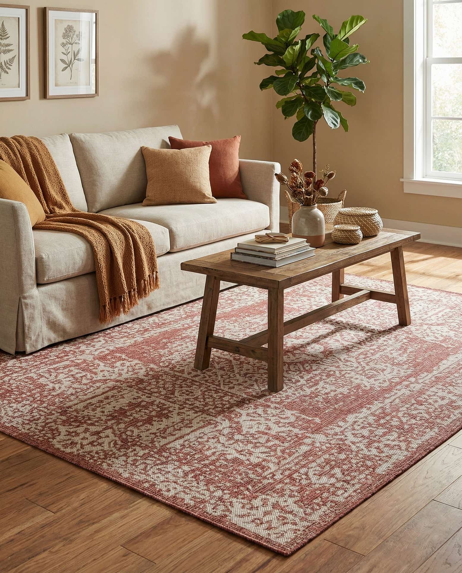 6' x 9' Easy-Clean Traditional Indoor / Outdoor Rug