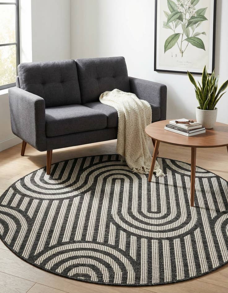 Detail image of  3' x 3'  Washable Modern Indoor / Outdoor Round Rug