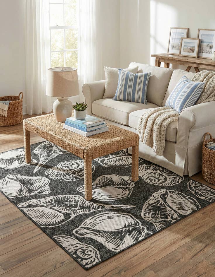 Detail image of 4' x 6'  Washable Coastal Indoor / Outdoor Rug
