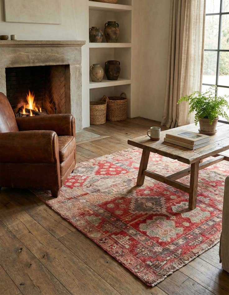 Detail image of 4' x 6' 9  Hand Knotted Ultra Vintage Persian Wool Rug