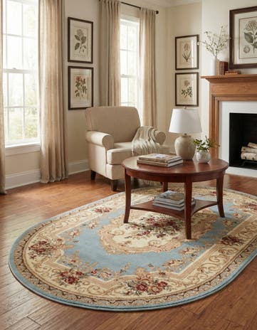Light Blue Chateau Oval Rug