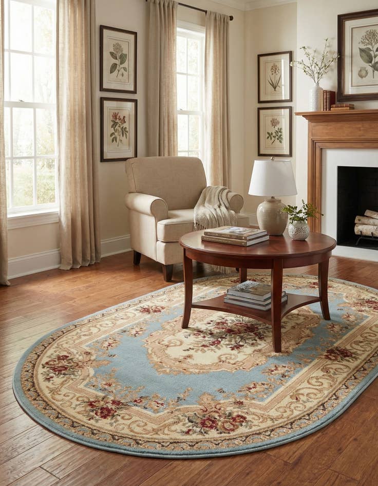 Detail image of 4' x 6' Classic Aubusson Oval Rug