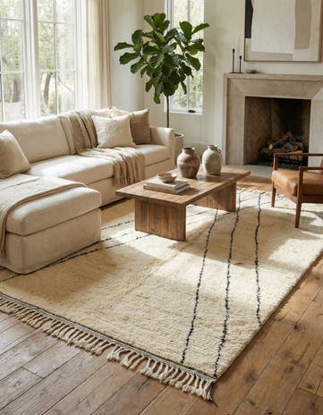 7' 2 x 9' 6 Hand Knotted Moroccan Wool Rug
