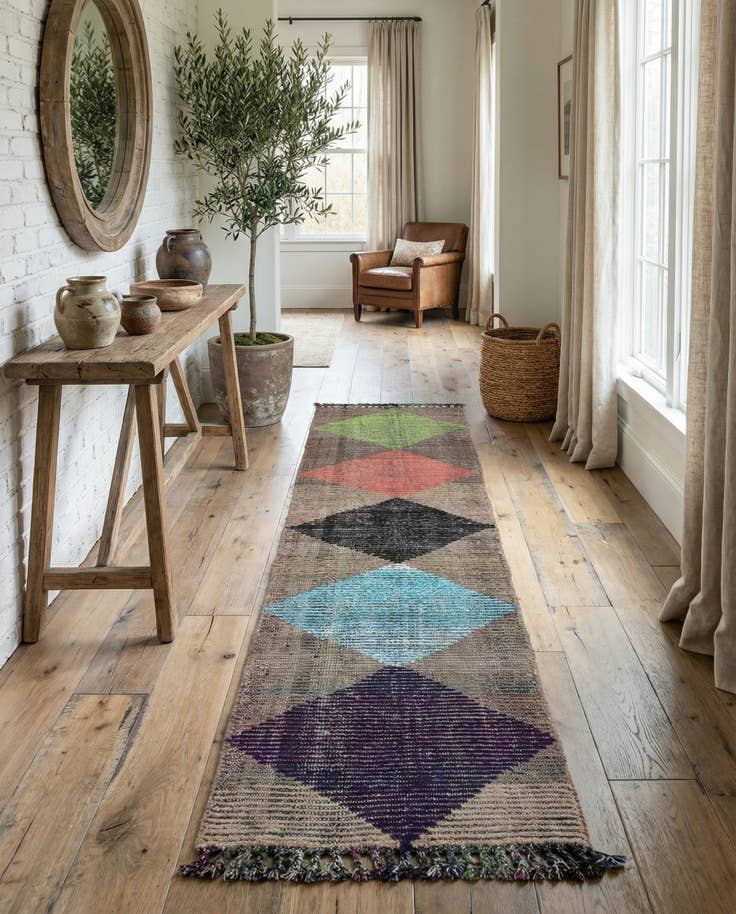 Detail image of 2' 6 x 12' Hand Knotted Moroccan Wool Runner Rug