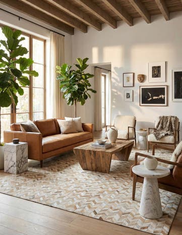 8' 1 x 10' Cowhide Leather Rug
