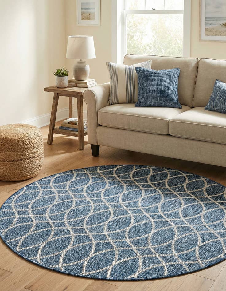 Detail image of 4' x 4'  Washable Trellis Indoor / Outdoor Round Rug