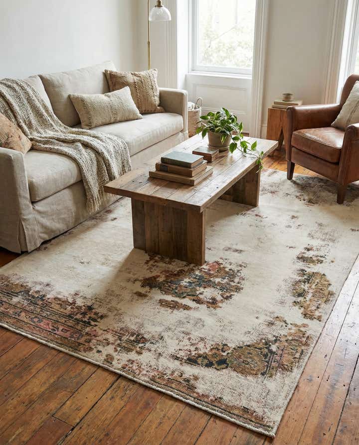 4' 9 x 6' 5 Hand Knotted Ultra Vintage Persian Wool Rug