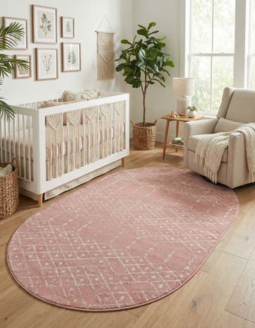 Rose Pink Paxon Trellis Oval Rug