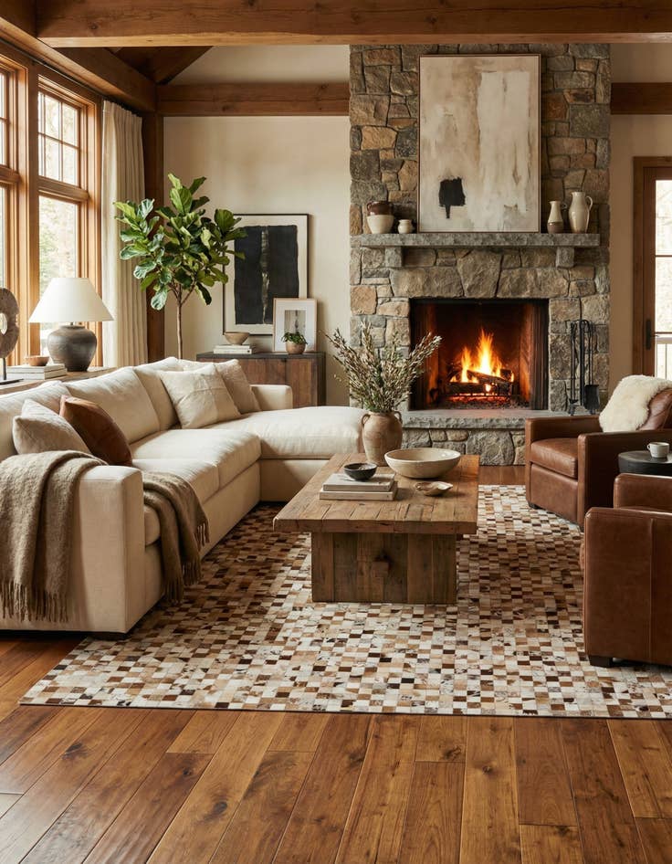 Detail image of 8' 1 x 10' Cowhide Leather Rug