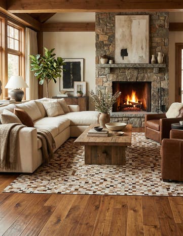 8' 1 x 10' Cowhide Leather Rug