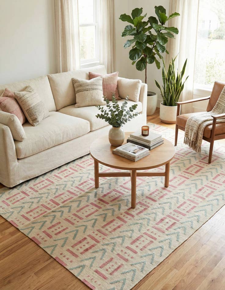 Detail image of 6' 1 x 7' 10 Hand Woven Kilim Modern Wool Rug