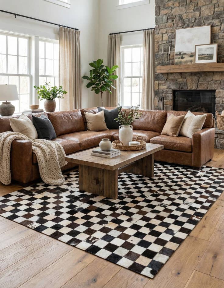 Detail image of 5' x 7' 11 Cowhide Stocks Rug