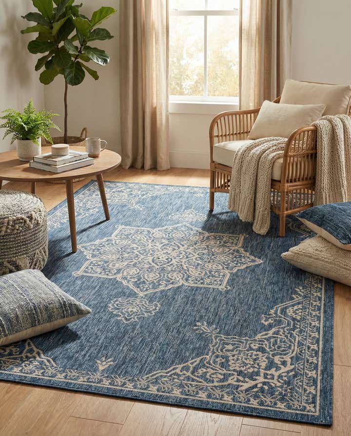 6' x 9' Easy-Clean Traditional Indoor / Outdoor Rug