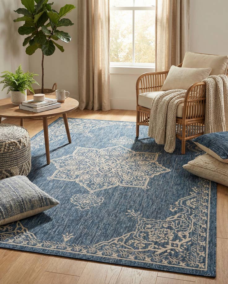 Detail image of 6' x 9' Easy-Clean Traditional Indoor / Outdoor Rug