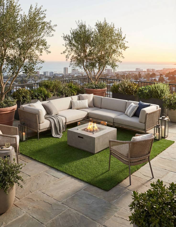 Detail image of 13' x 13'  Washable Grass Indoor / Outdoor Square Rug