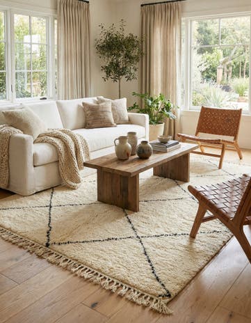 6' 9 x 9' 4 Hand Knotted Moroccan Wool Rug