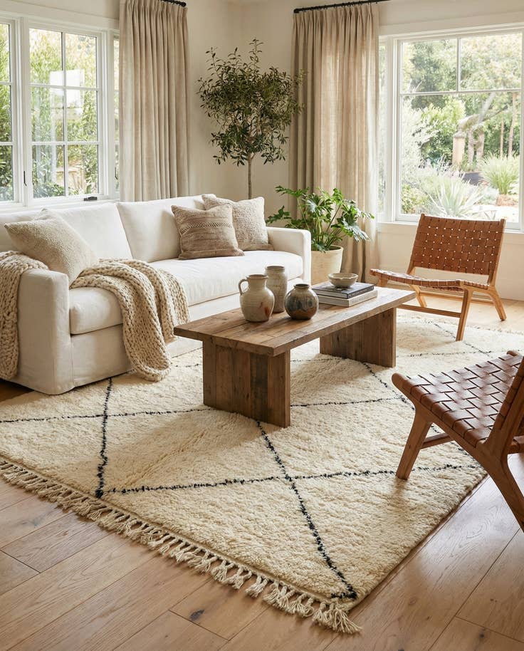 Detail image of 6' 9 x 9' 4 Hand Knotted Moroccan Wool Rug