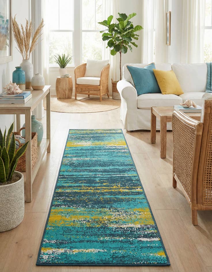 Detail image of 2' x 8'  Washable Coastal Indoor / Outdoor Runner Rug