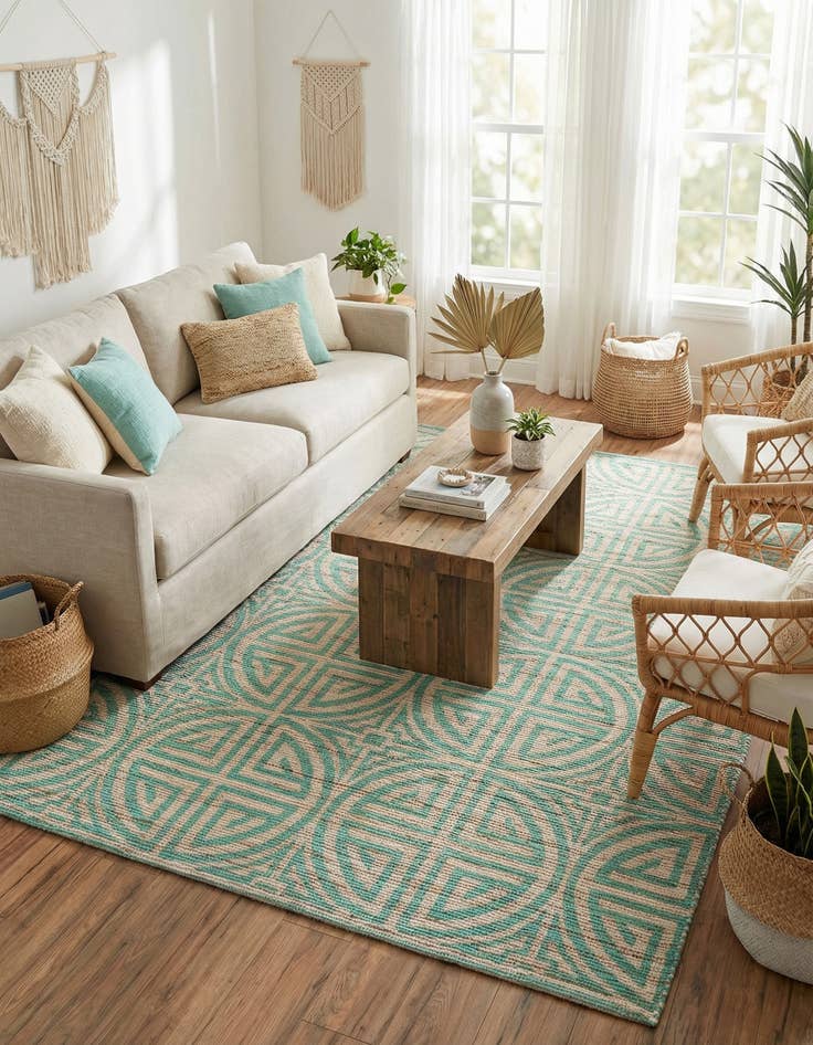 Detail image of 6' 1 x 9'  Hand Woven Chenille Jute Rug