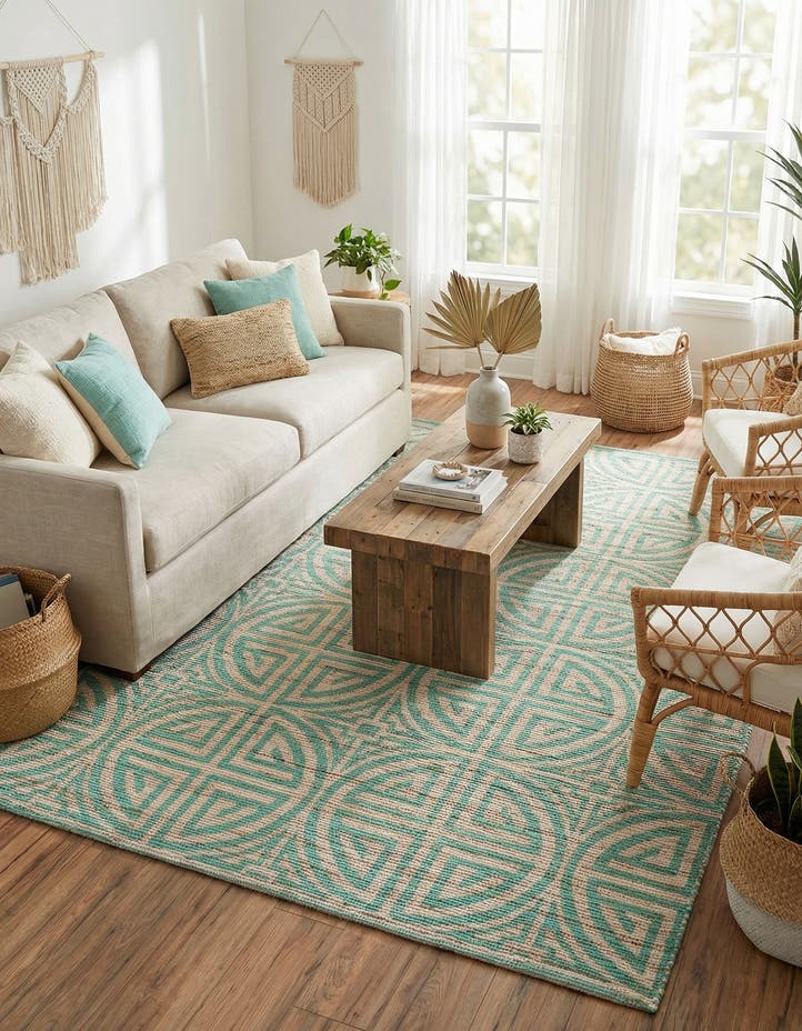 6' 1 x 9' Hand Woven Chenille Jute Rug