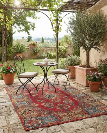  4' x 6'  Easy-Clean Traditional Indoor / Outdoor Rug