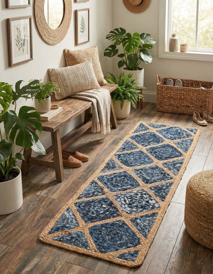 Detail image of  1' 2 x 4' 1  Hand Braided Jute Table Runner Rug