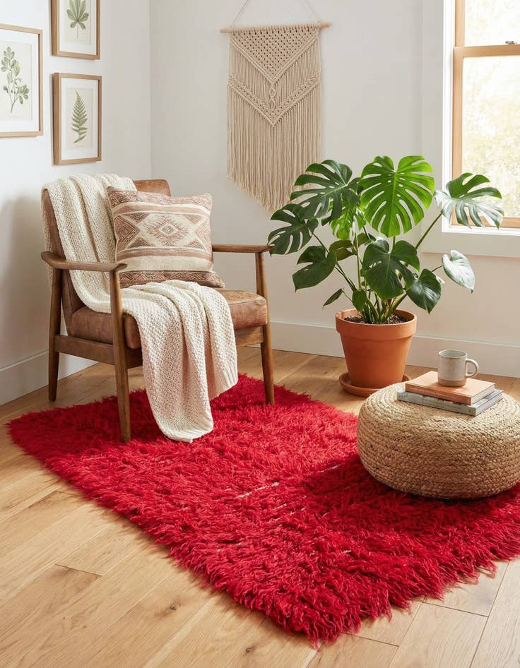 Detail image of 2' 3 x 4' 3 Hand Knotted Moroccan Wool Runner Rug