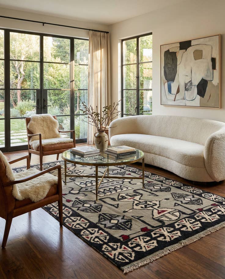 Detail image of 5' 2 x 8' 8 Hand Knotted Darya Wool Rug